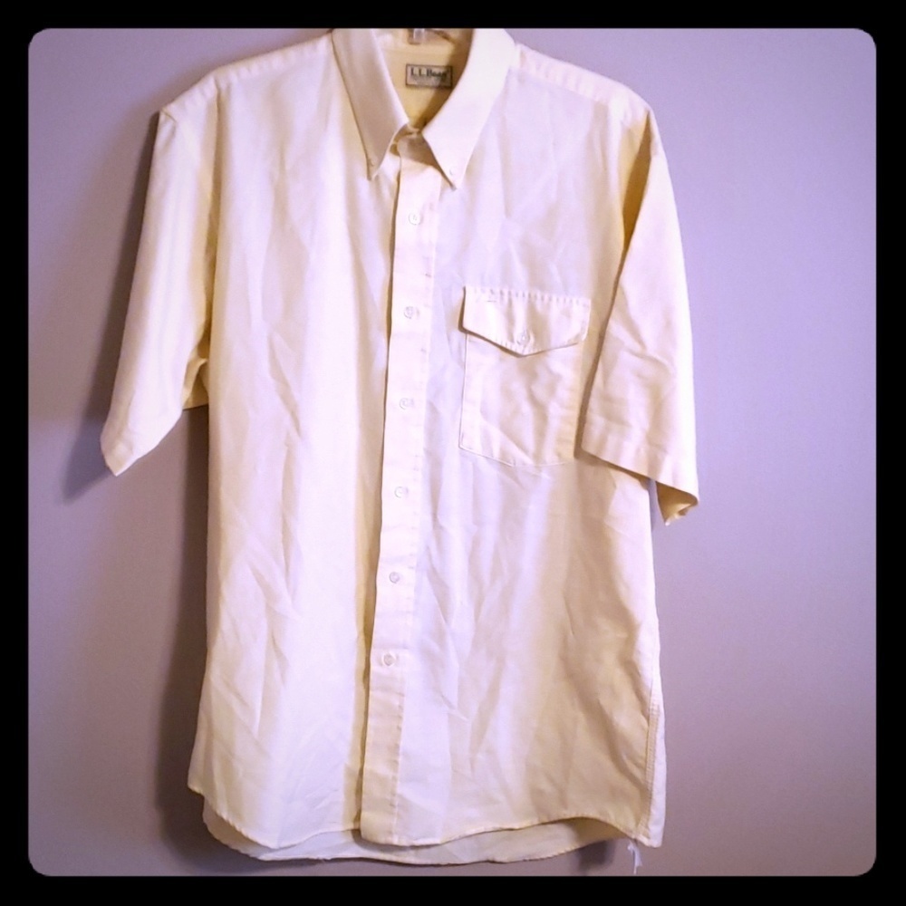 Vintage llbean yellow short sleeve button down